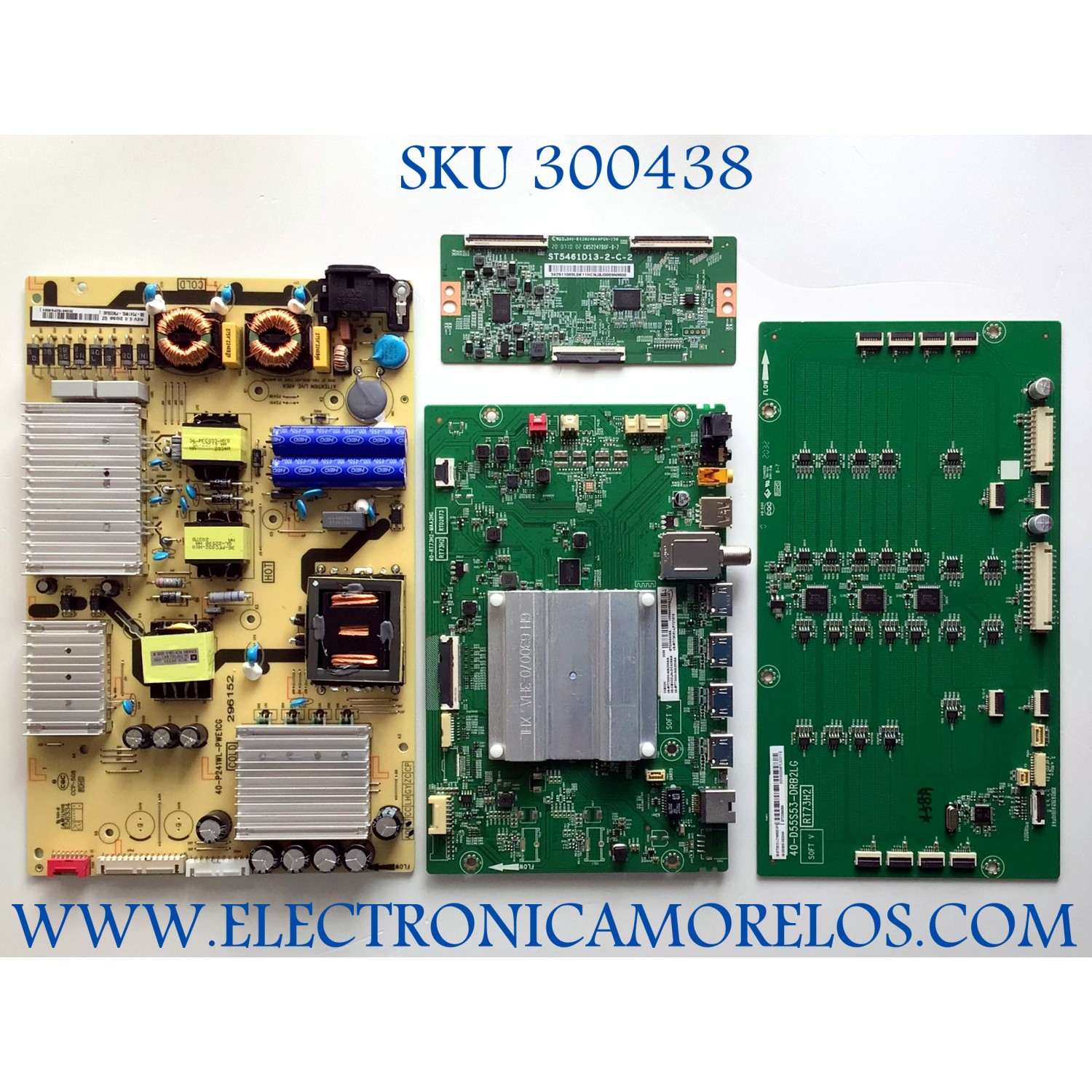 KIT DE TARJETAS PARA TV TCL / MAIN 08-RT73005-MA200AA / 40-RT73H2-MAA2HG / FUENTE 08-P241W0L-PW200AE / 40-P241WL-PWE1CG / T-CON 342911009L  / ST5461D13-2-C-2 / LED DRIVER 08-D55S530-DR200AA 40-D55S53-DRB2LG / LVU550NDJL / MODELO 55S535